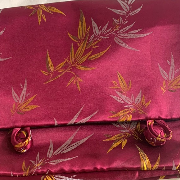 Japanese Kimono HandBag, Silk Purse Womens Brand New Japanese Geisha Burgundy - Picture 8 of 10